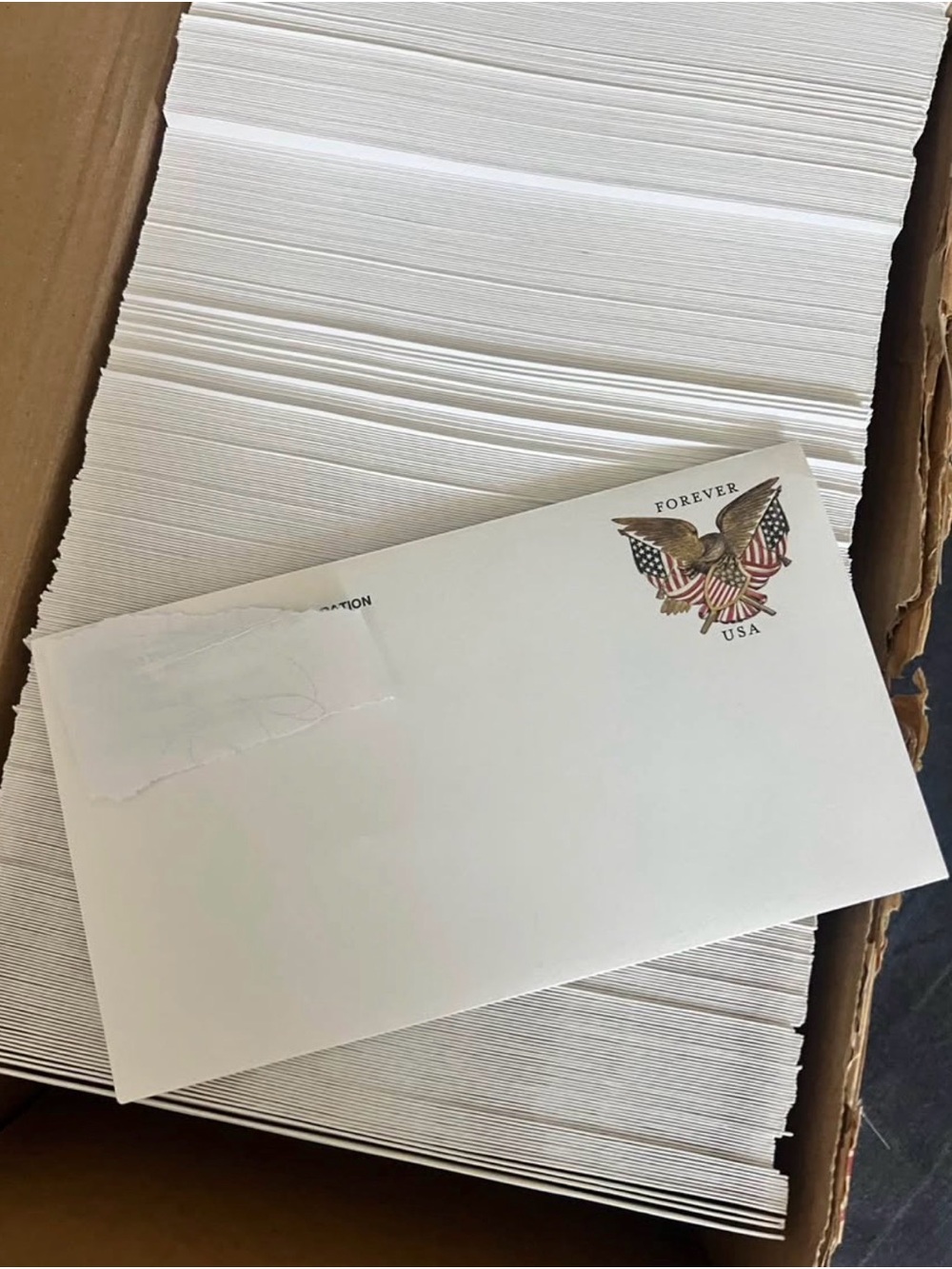 424 USPS Folk Art Eagle Forever Stamped Envelopes – #6 3/4 Self-Seal